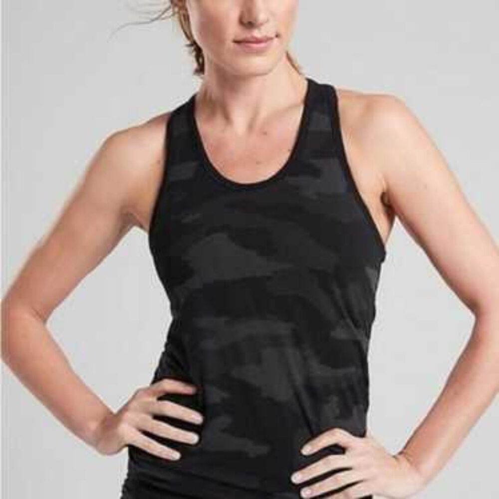 Athleta Speedlight Camo Seamless Tank Top in Black, Medium (C7)